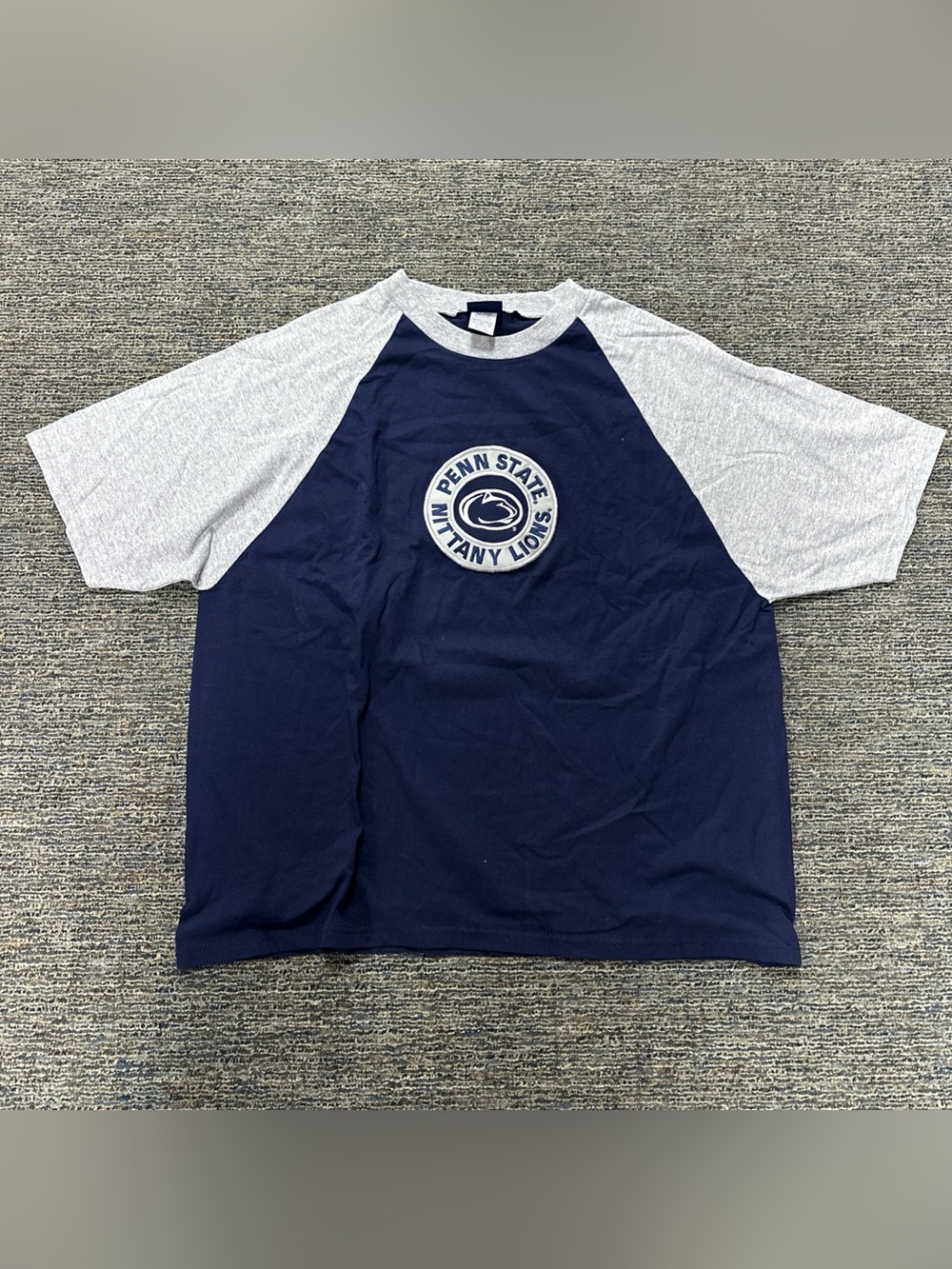 VTG Champion Penn State Nittany Lions Raglan Sleeve Tee XL Patch Embroidery USA